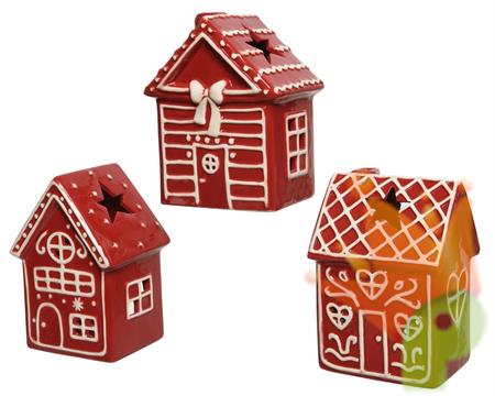 PORTATEALIGHT IN CERAMICA 13X11X18 CM FORMA CASETTA ROSSA