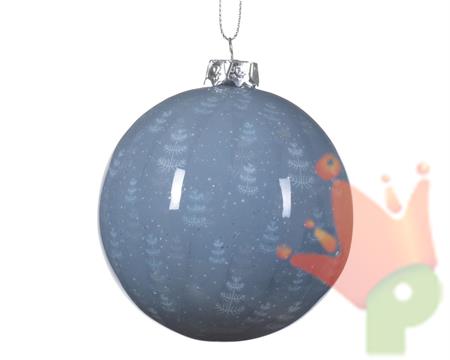 PALLINA DI NATALE DECORATA BLU AVIO 8 CM