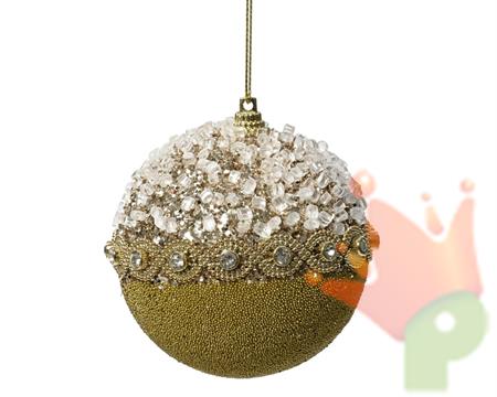 PALLINA ORO IN SCHIUMA DECORO GLITTER DIAMANTI  8 CM 1 PZ