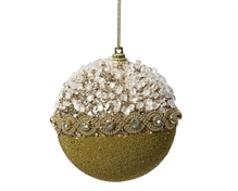 PALLINA ORO IN SCHIUMA DECORO GLITTER DIAMANTI  8 CM 1 PZ