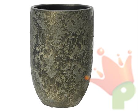 VASO IN TERRACOTTA VERDE SCURO ORO H.30X19 CM