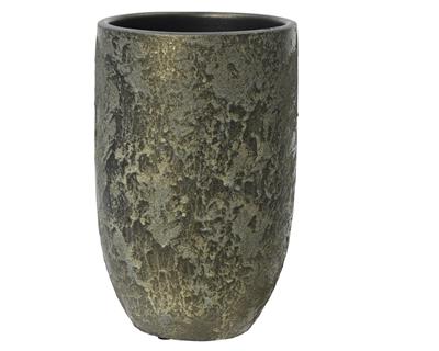 VASO IN TERRACOTTA VERDE SCURO ORO H.30X19 CM