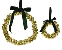 GHIRLANDA FUORIPORTA CON CAMPANELLINI ORO E FIOCCO VERE 25 CM