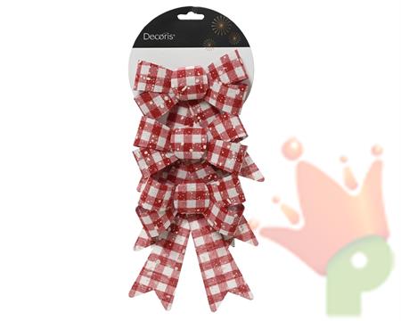 FIOCCO A QUADRI BIANCO ROSSO INNEVATO 3 PZ 17X15 CM