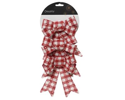 FIOCCO A QUADRI BIANCO ROSSO INNEVATO 3 PZ 17X15 CM