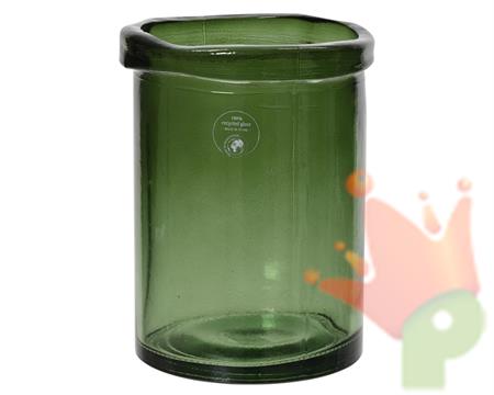VASO IN VETRO RICICLATO VERDE TRASPARENTE H.20X15 CM