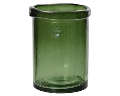 VASO IN VETRO RICICLATO VERDE TRASPARENTE H.20X15 CM