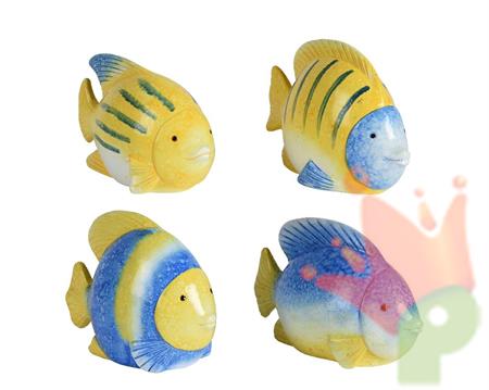 PESCE IN TERRACOTTA GIALLO BLU 9,5X6,5X13,5 CM ASSORTITO