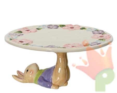 PIATTO CON CONIGLIETTO IN CERAMICA H.11X22,3 CM