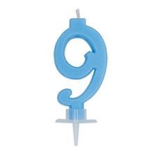 CANDELINA NUMERO 9 CERA ITALIC CELESTE 7CM