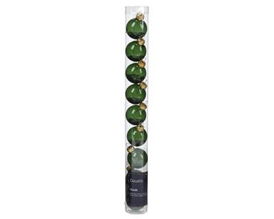PALLINE DI NATALE IN VETRO  CON STELLINE VERDE PINO 3 CM 9 PZ