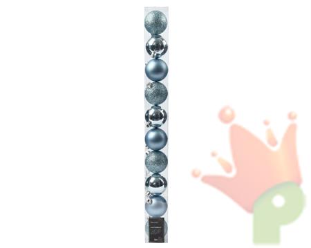 PALLINE DI NATALE BLUE ICE LUCIDE OPACHE GLITTER 6 CM 10 PZ