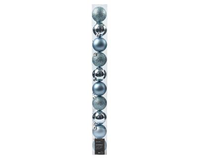 PALLINE DI NATALE BLUE ICE LUCIDE OPACHE GLITTER 6 CM 10 PZ