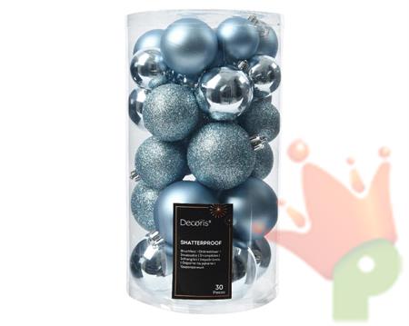 PALLINE DI NATALE BLUE ICE ASSORTITE 6 CM 30 PZ