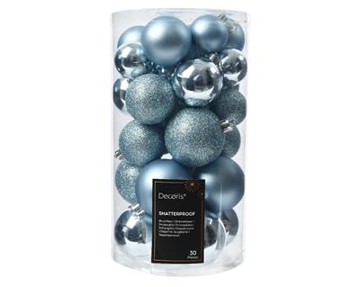 PALLINE DI NATALE BLUE ICE ASSORTITE 6 CM 30 PZ