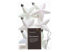 PENDENTI STELLE BIANCHE IRIDESCENTI 7,5 CM 6 PZ