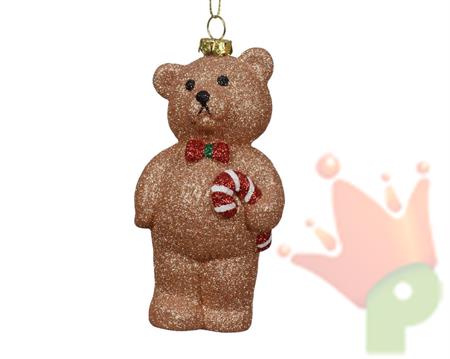 PENDENTE ORSETTO CON CANDY CANE 12 CM