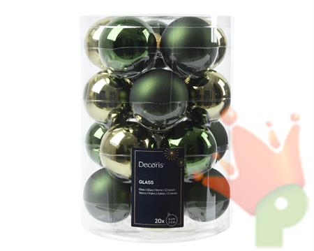 PALLINE DI NATALE IN VETRO VERDE LUCIDO OPACO 20 PZ 6 CM