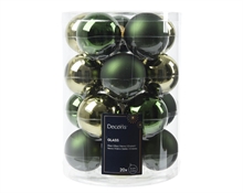 PALLINE DI NATALE IN VETRO VERDE LUCIDO OPACO 20 PZ 6 CM