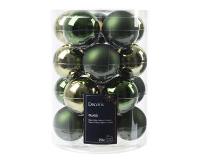 PALLINE DI NATALE IN VETRO VERDE LUCIDO OPACO 20 PZ 6 CM