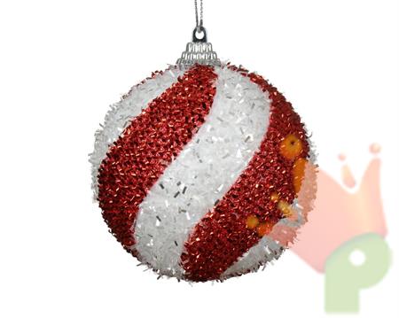 PALLINA DI NATALE IN SCHIUMA BIANCA ROSSA 8 CM