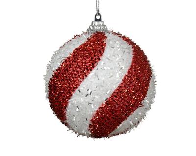 PALLINA DI NATALE IN SCHIUMA BIANCA ROSSA 8 CM
