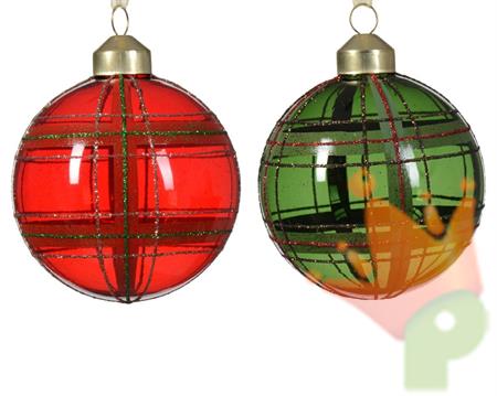 PALLINA DI NATALE DECORO SCOZZESE ROSSO/VERDE 8 CM