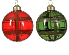 PALLINA DI NATALE DECORO SCOZZESE ROSSO/VERDE 8 CM