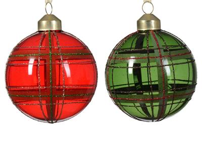 PALLINA DI NATALE DECORO SCOZZESE ROSSO/VERDE 8 CM