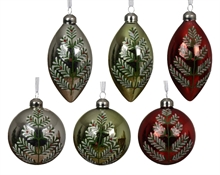 PALLINA DI NATALE ARGENTO/VERDE/ROSSA DECORATA 8CM 6 ASS