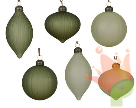 PALLINA DI NATALE VERDE OPACA FORMA ASSORTITA 8 CM