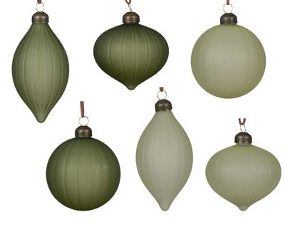 PALLINA DI NATALE VERDE OPACA FORMA ASSORTITA 8 CM