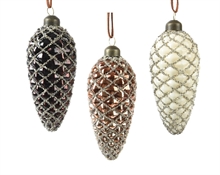 PENDENTE PIGNA IN BIANCA/MARRONE GLITTER ARGENTO 3 ASS