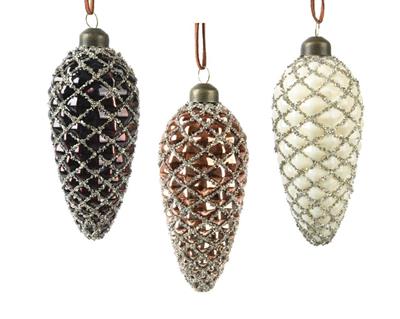 PENDENTE PIGNA IN BIANCA/MARRONE GLITTER ARGENTO 3 ASS