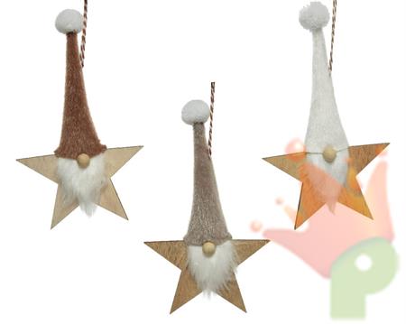 PENDENTE STELLA CON CAPPELLO E BARBA GNOMO 3 ASS