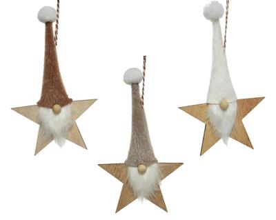 PENDENTE STELLA CON CAPPELLO E BARBA GNOMO 3 ASS