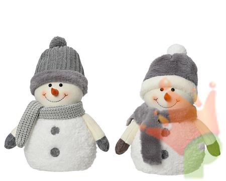 PUPAZZO DI NEVE CON CAPPELLO E SCIARPA GRIGIA H.29 CM 2 ASS