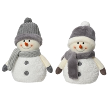 PUPAZZO DI NEVE CON CAPPELLO E SCIARPA GRIGIA H.29 CM 2 ASS