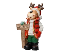 RENNA IN TERRACOTTA CON CARTELLO WELCOME H.43CM