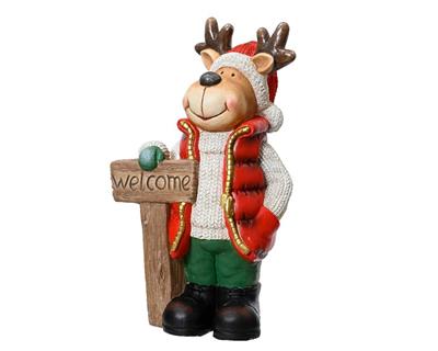 RENNA IN TERRACOTTA CON CARTELLO WELCOME H.43CM