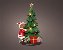 ALBERO CON MINI LED E ORSETTO IN POLIRESINA H.27,5X14,5X17,5CM