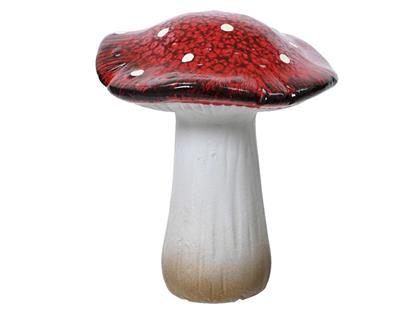 FUNGO IN TERRACOTTA BIANCO ROSSO H.12,3 CM