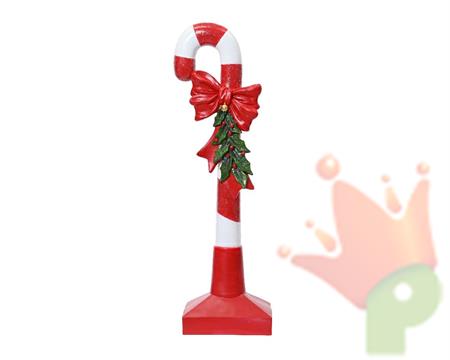 CANDY CANE CON BASE IN POLIRESINA ROSSO BIANCO H.82,5 CM