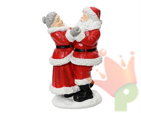 BABBO E MAMMA NATALE BALLO IN POLIRESINA H.16CM