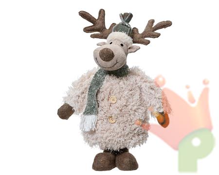 RENNA IN POLIESTERE CON PELLICCIA SINTETICA H.42X13X22 CM