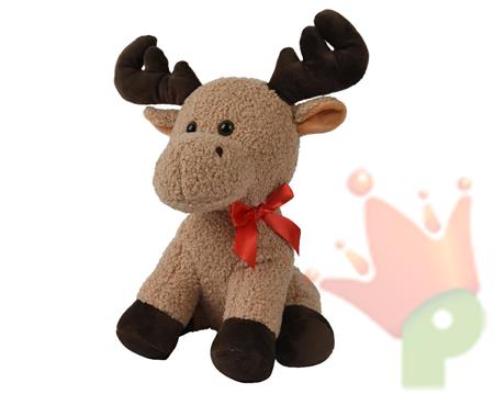 PELUCHE RENNA CON FIOCCHETTO ROSSO H.24 CM