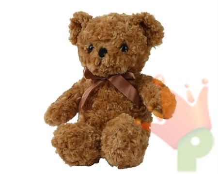 PELUCHE ORSETTO CON FIOCCO MARRONE H.28 CM