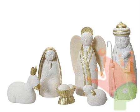 NATIVITA' GRIGIO/ORO H.22,5 CM 6 PZ