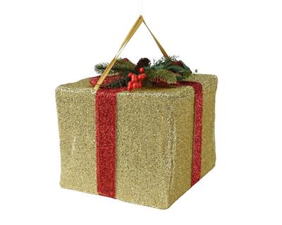 PACCO REGALO IN POLIESTERE ORO ROSSO 30X30XH.25 CM