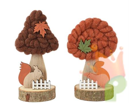 FUNGO IN LEGNO E LANA DI POLIESTERE CON BASE H.17,5X9X7CM 1 PZ A